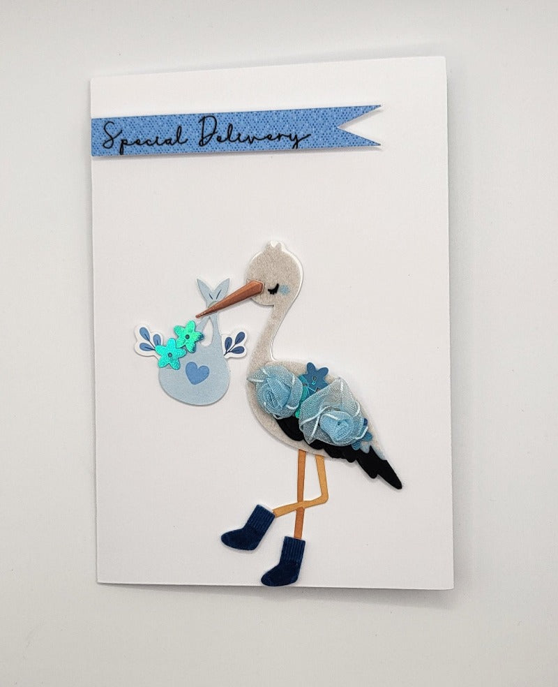 Blue Special Delivery Baby Shower Card