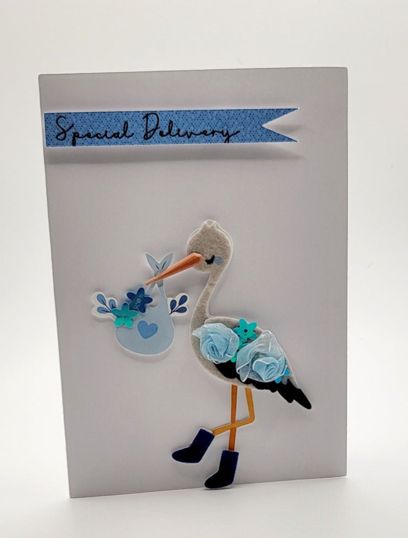 Blue Special Delivery Baby Shower Card