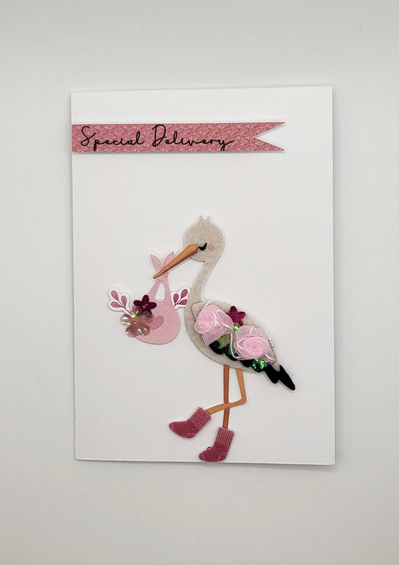 Pink Special Delivery Baby Shower Card