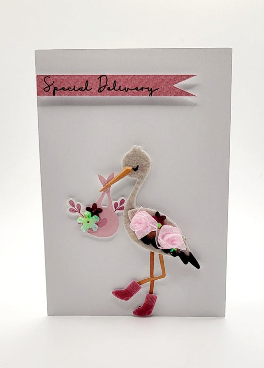 Pink Special Delivery Baby Shower Card