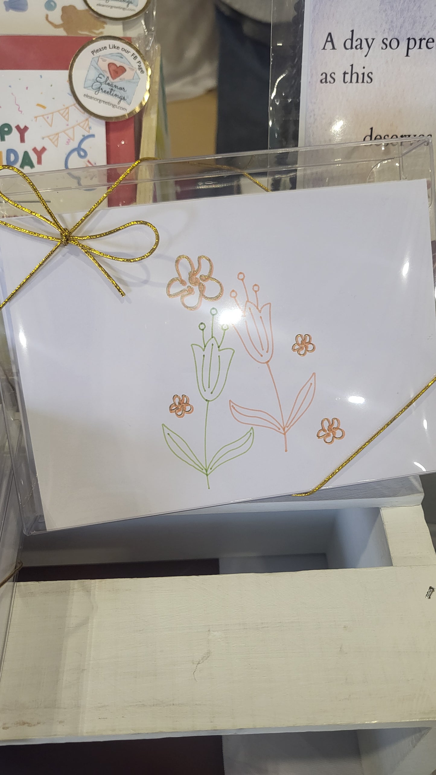 Bloom Gold Foiled Folded Notecard Set
