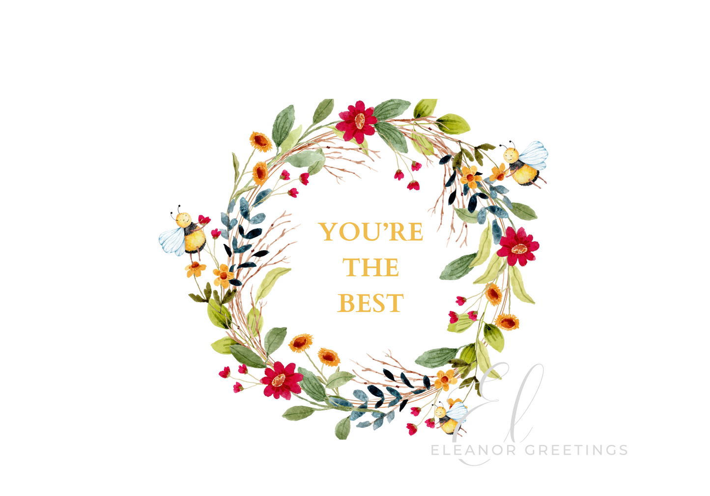 Bee Wreath Folded Notecard Set
