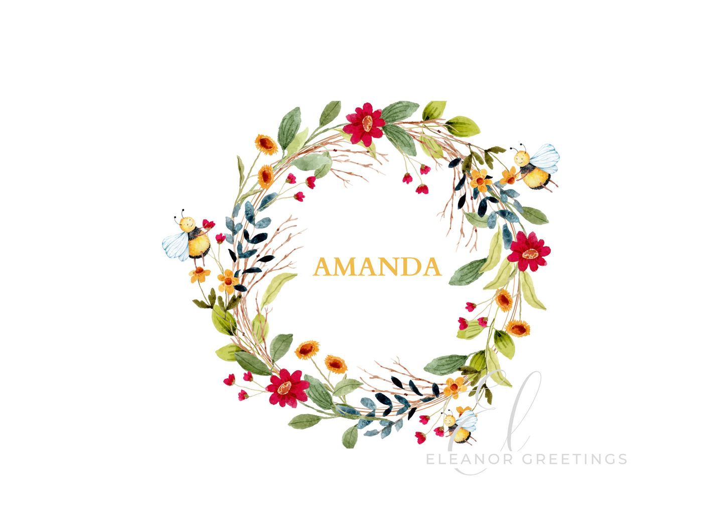 Bee Wreath Folded Notecard Set