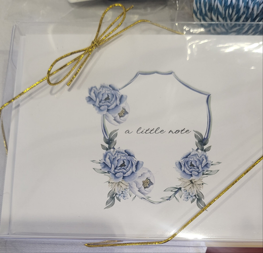 Blue Floral Folded Notecard Set