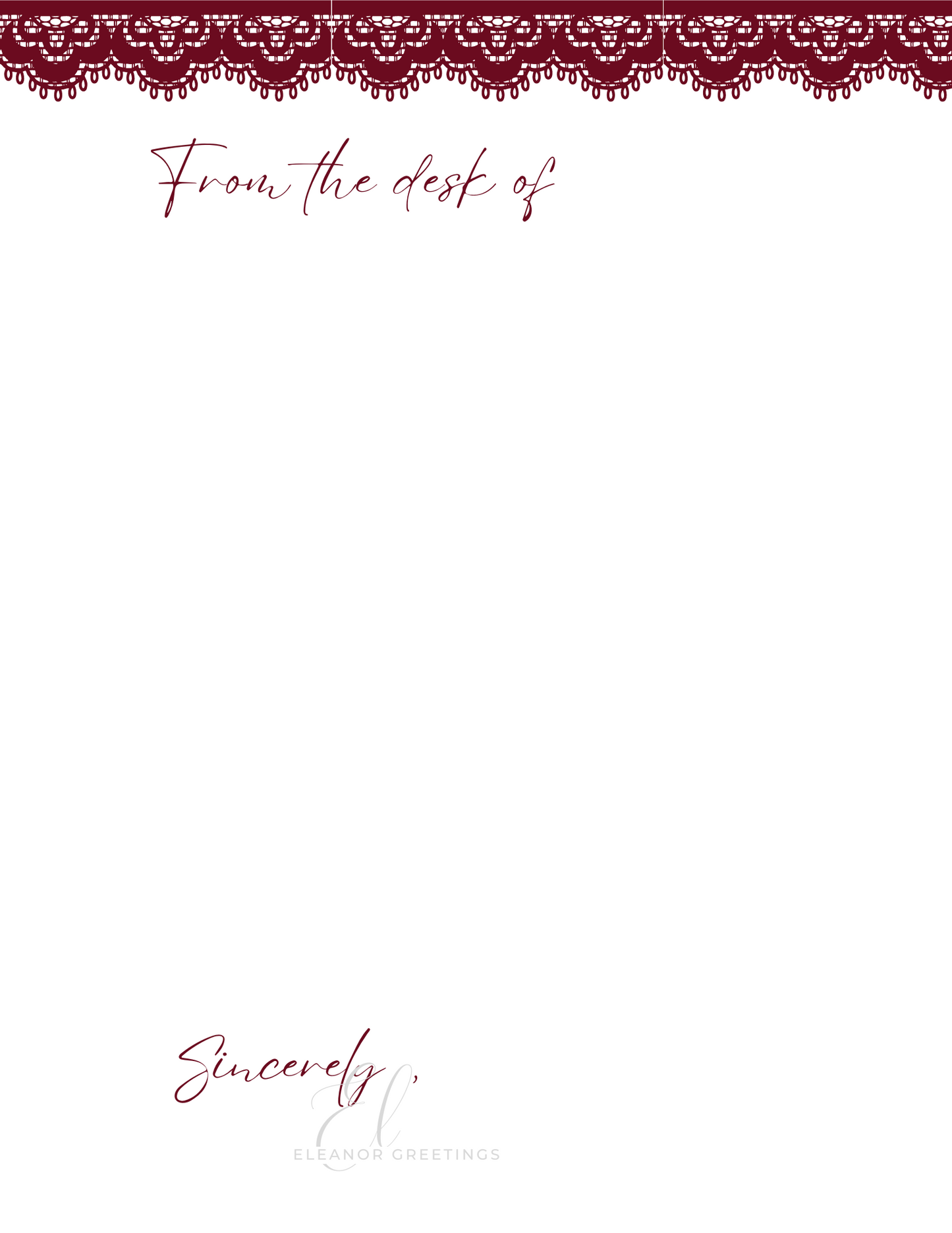 Lace from the Desk of Letterhead