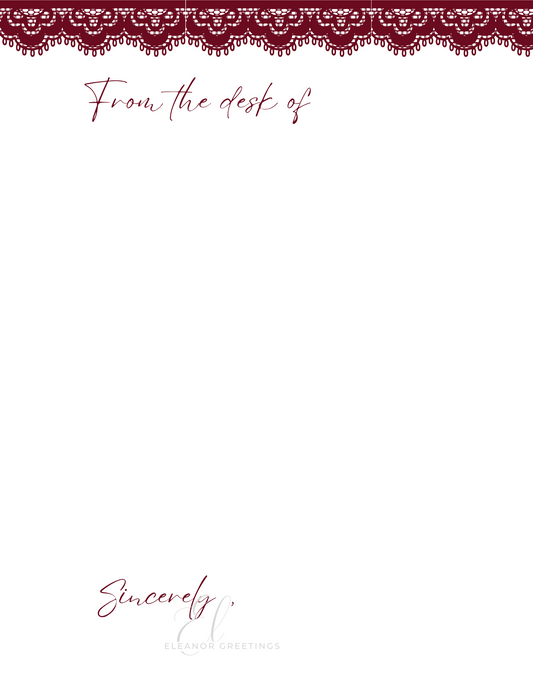 Lace from the Desk of Letterhead