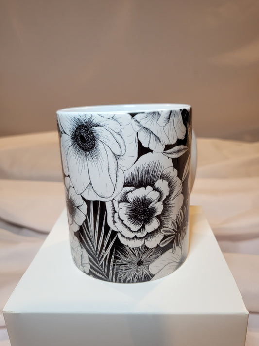 Black and White Floral Mug