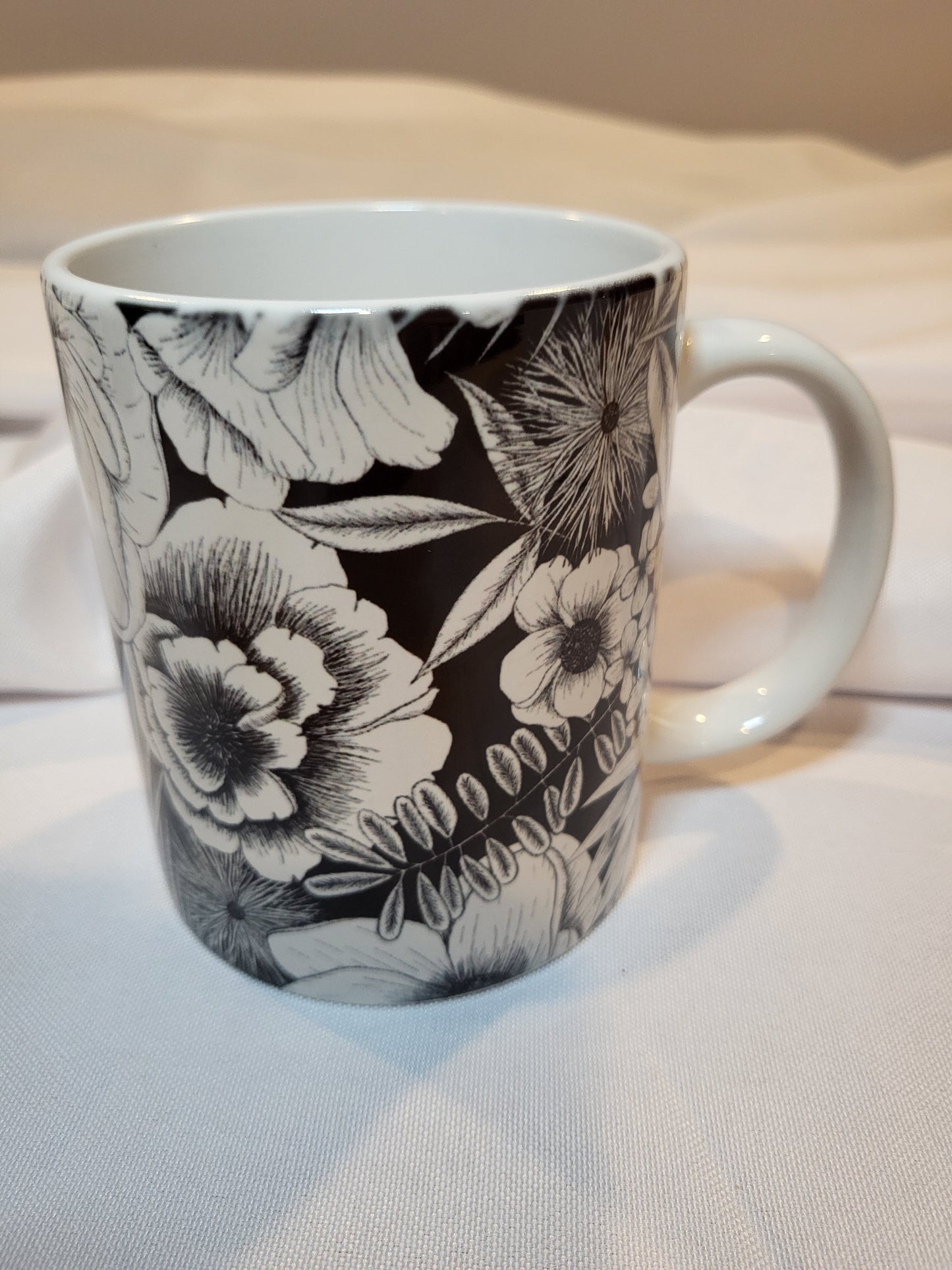 Black and White Floral Mug