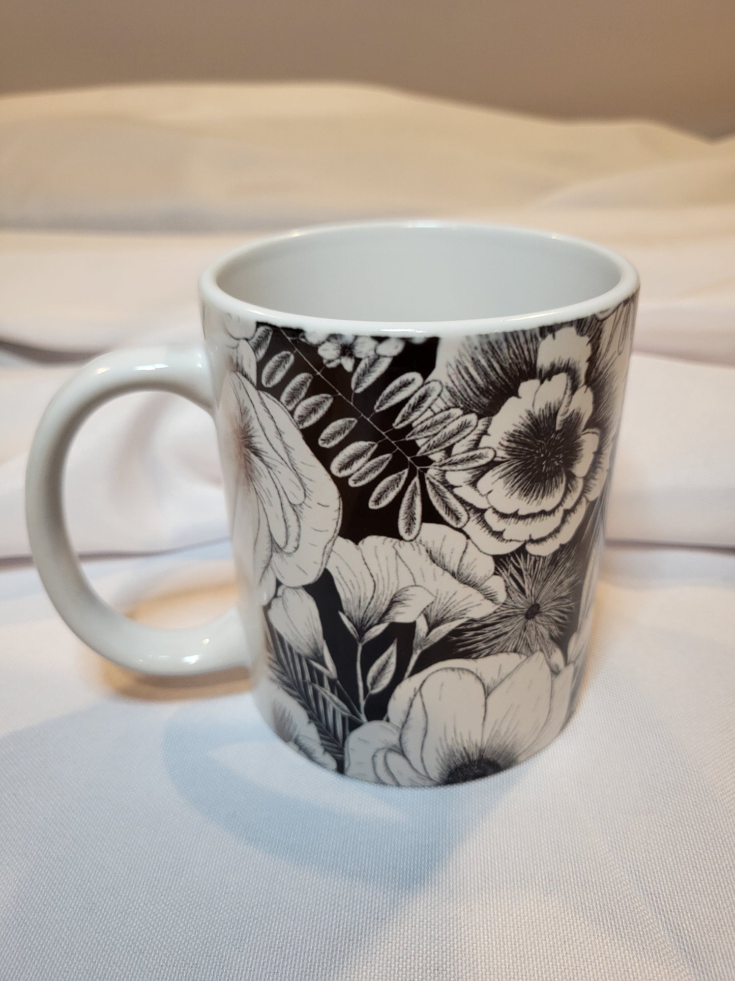 Black and White Floral Mug