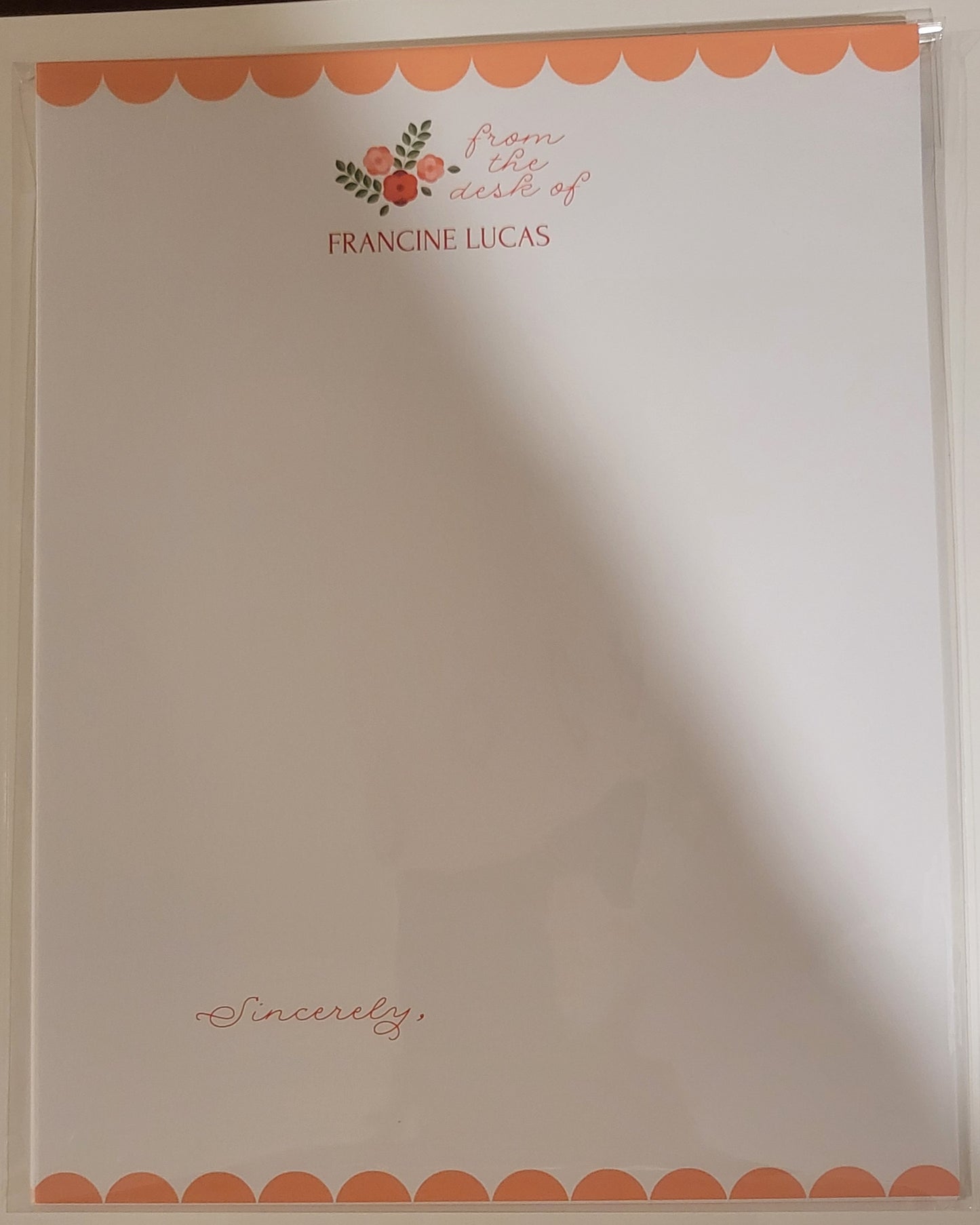 Pink Floral from the Desk of Letterhead