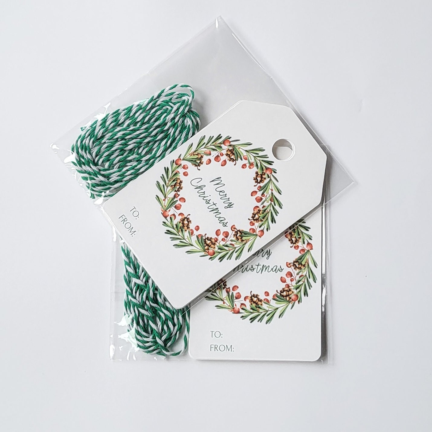 Wreath Gift Tags Green Twine