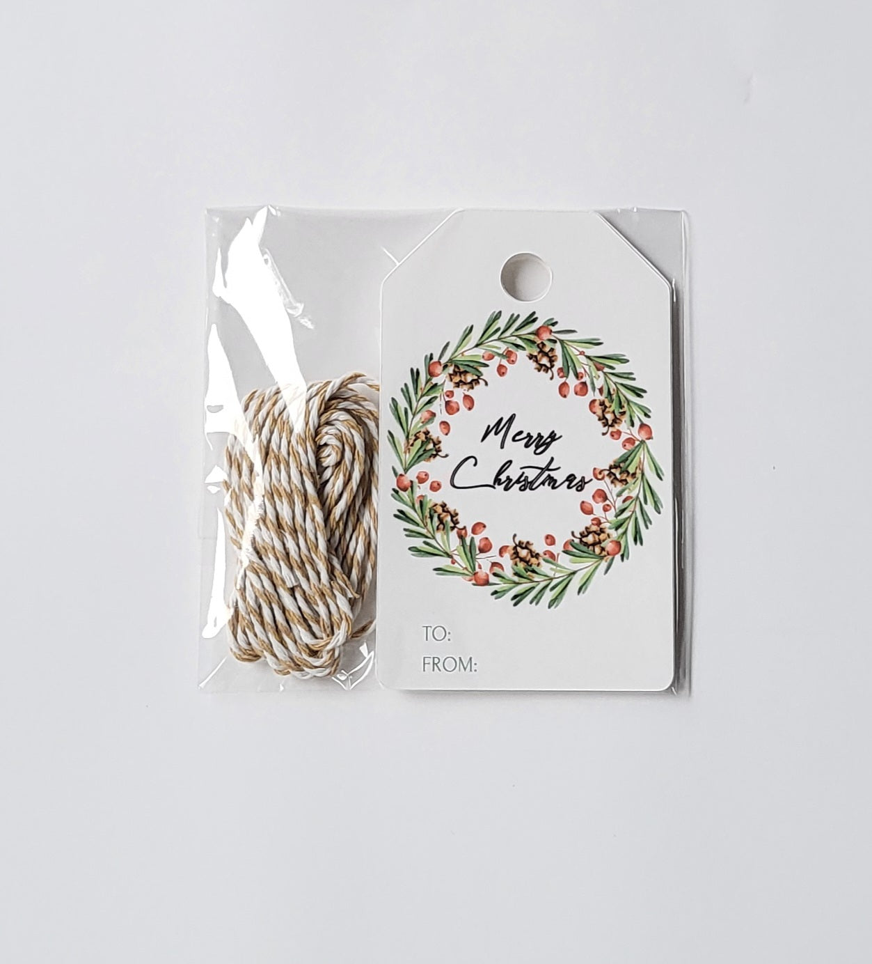 Wreath Gift Tags Brown Twine