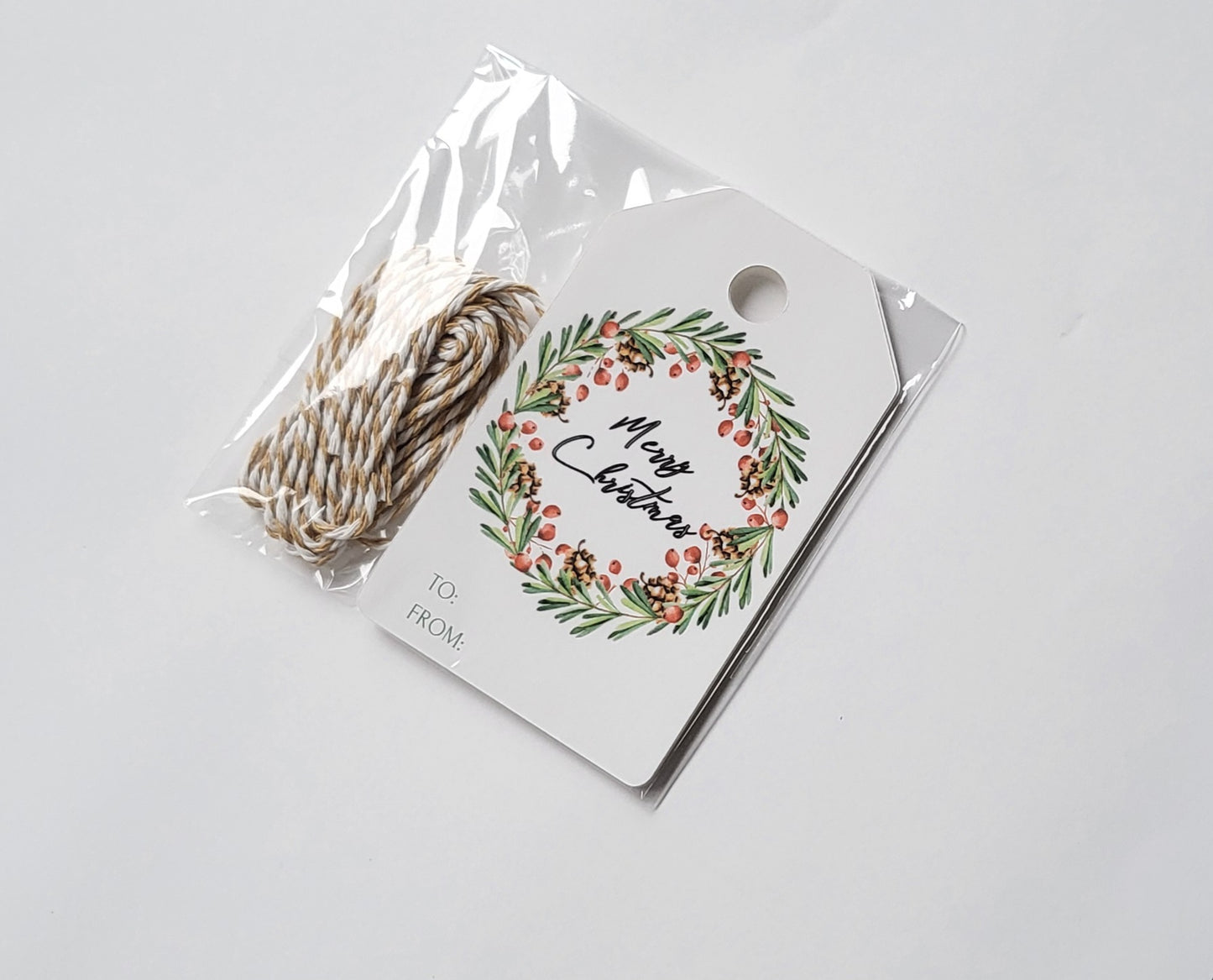 Wreath Gift Tags Brown Twine