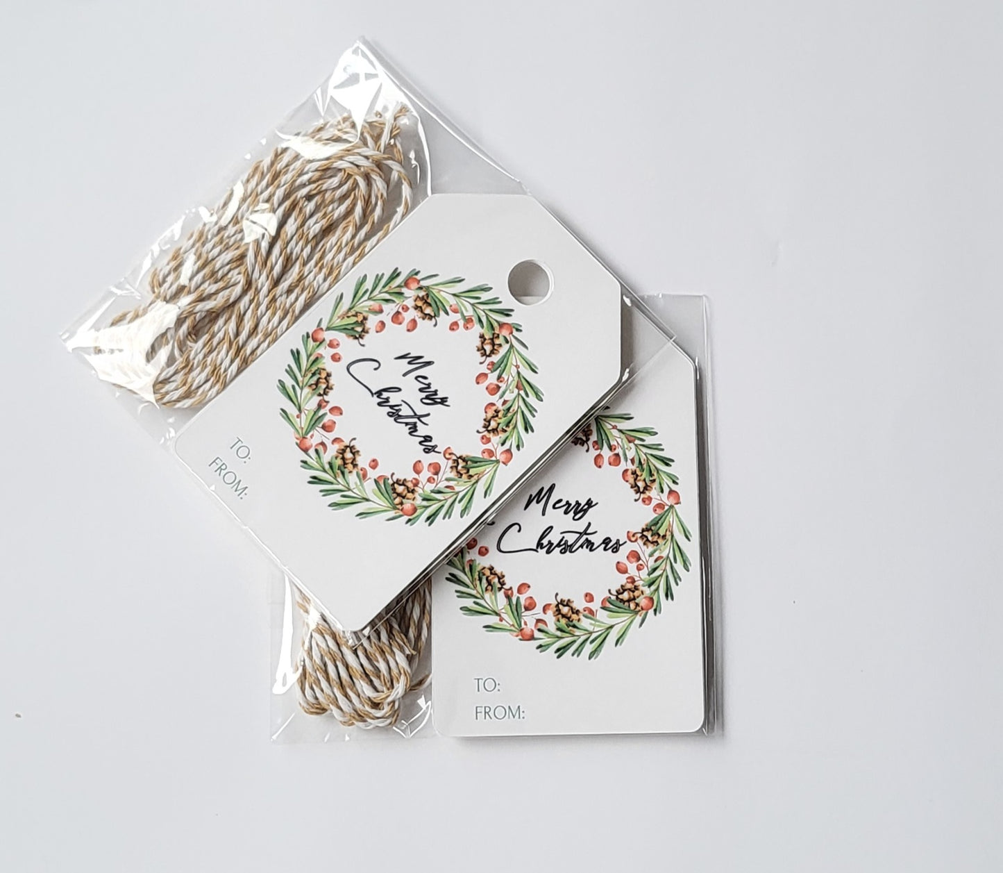 Wreath Gift Tags Brown Twine