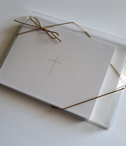 Gold Foil Cross Folded Notecards