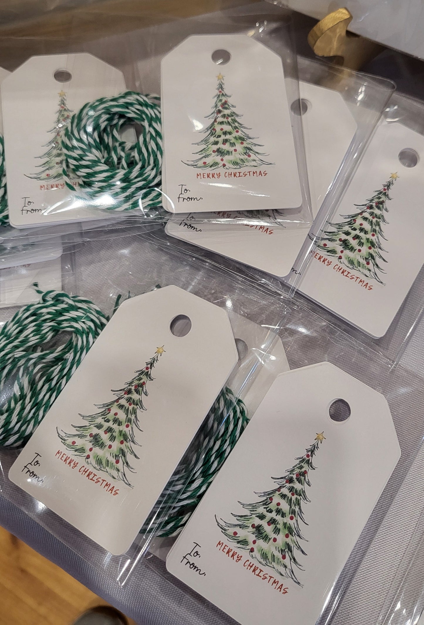 Christmas Tree Gifttags Green Twine