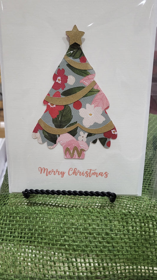 Gold Floral Poinsettia Holiday Card