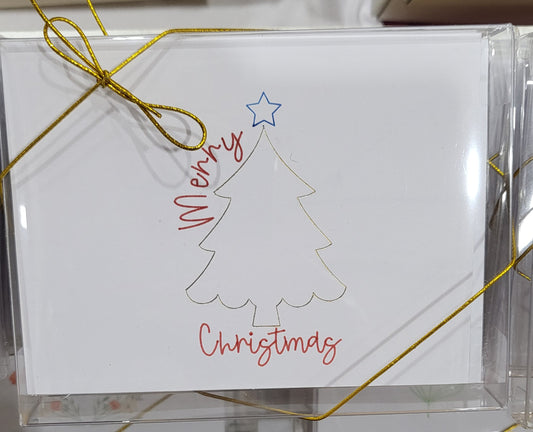 Gold Foiled Christmas Tree Holiday Notecards