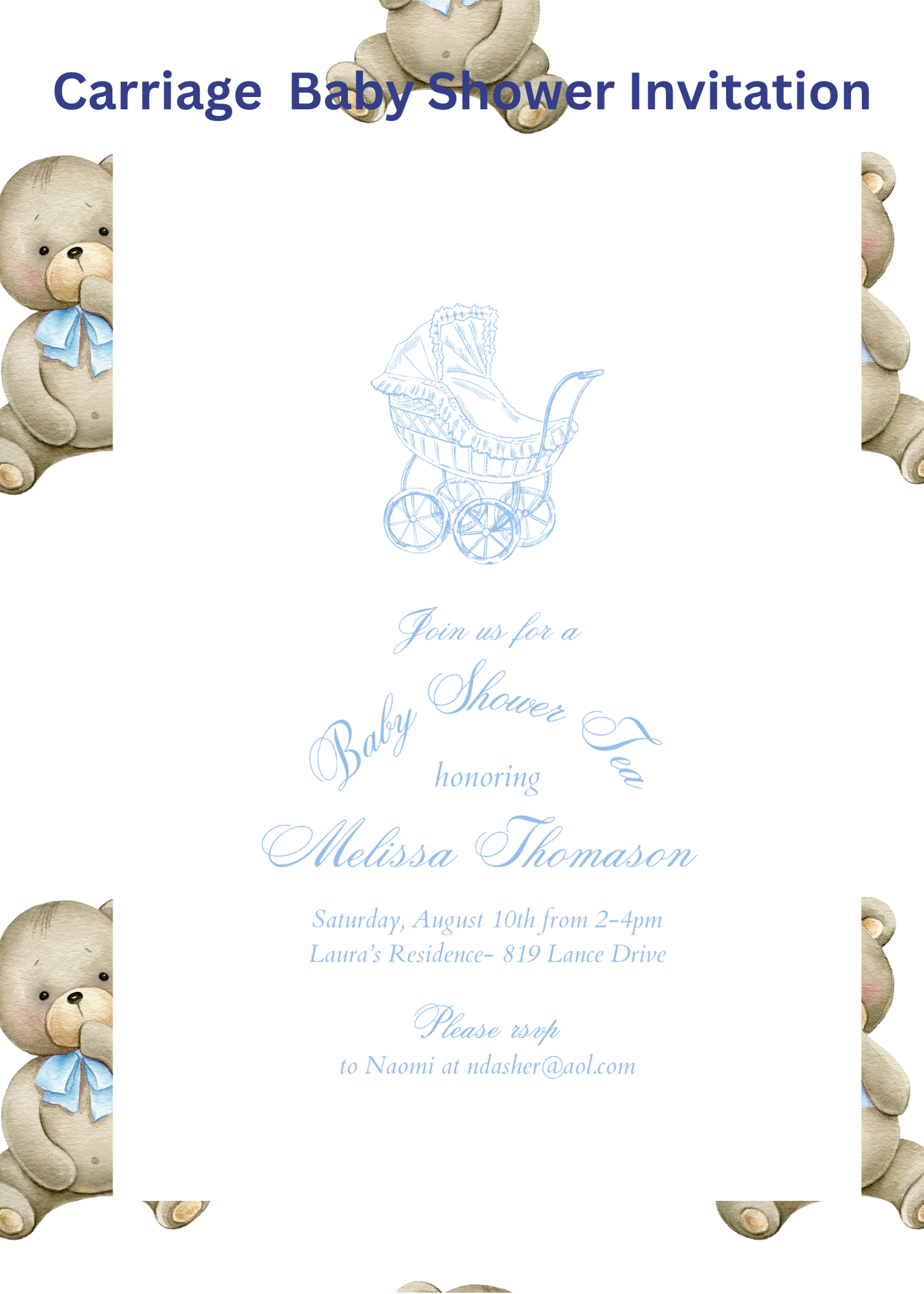 Baby Shower Carriage Invitations