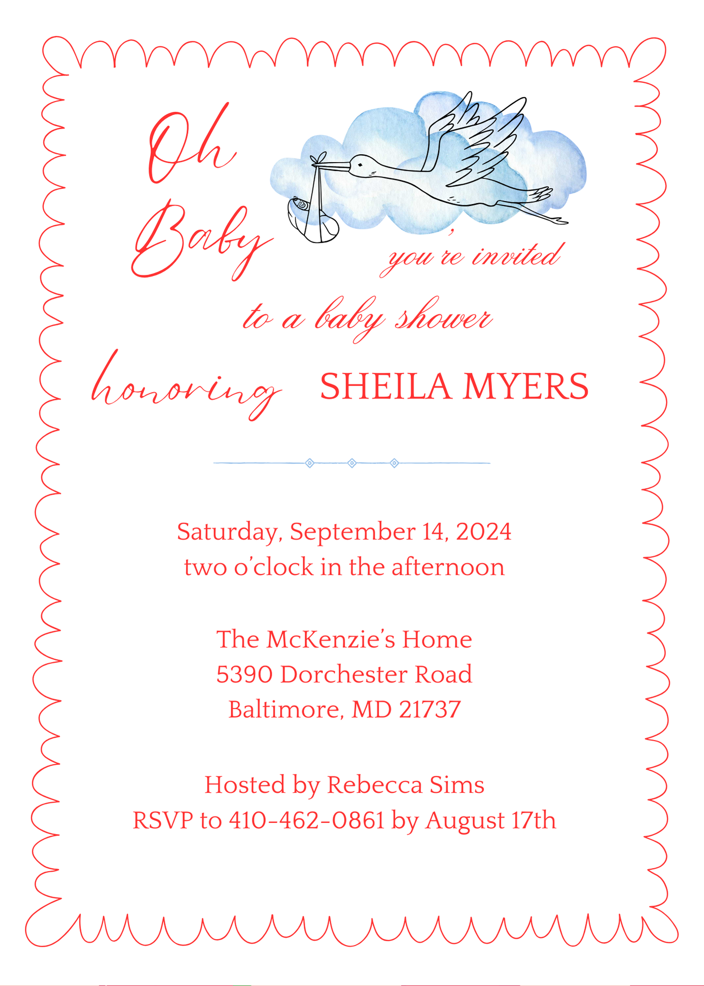 Baby Shower Stork Invitations