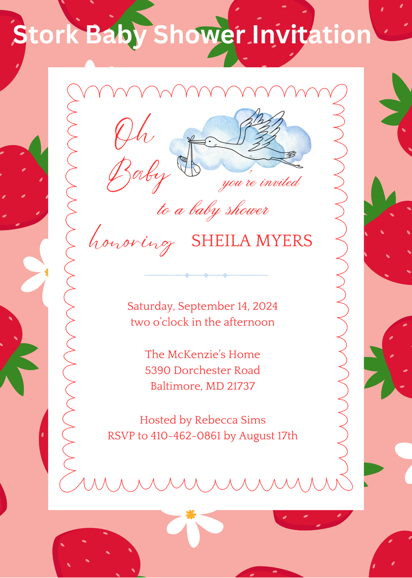 Baby Shower Stork Invitations