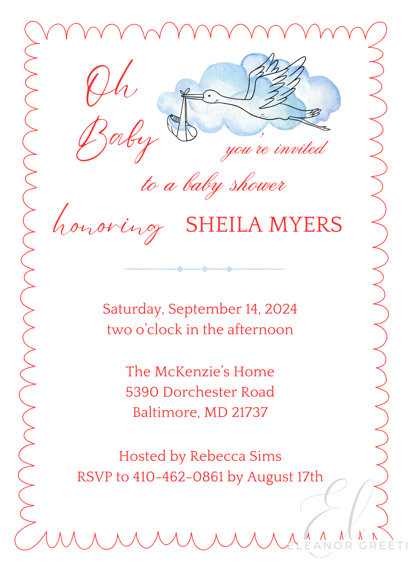 Baby Shower Stork Invitations